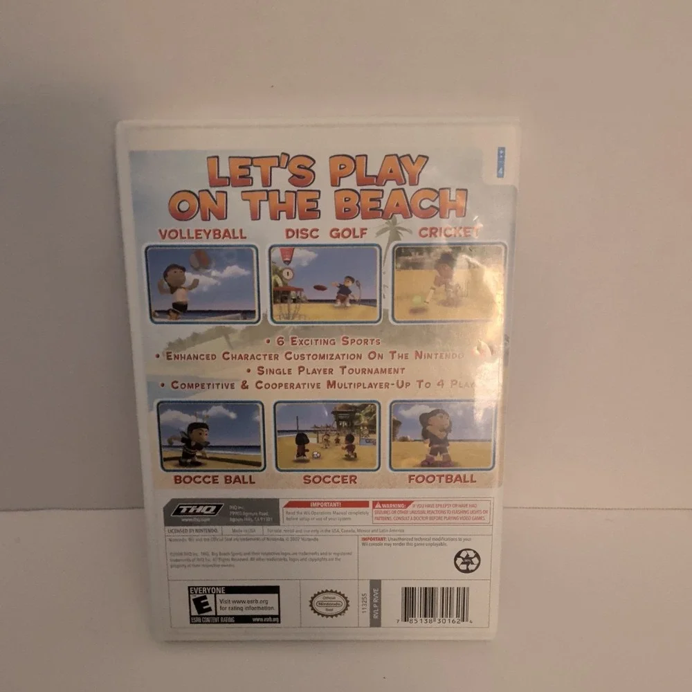 Big Beach Sports Nintendo Wii THQ CIB Complete Volleyball Soccer Cricket